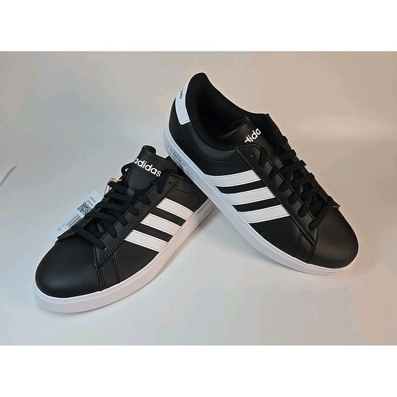 Adidas Mens Size 9.5 Grand Court 2.0 Shoes Black w/ White Stripes GW9195 Sneaker main image 4